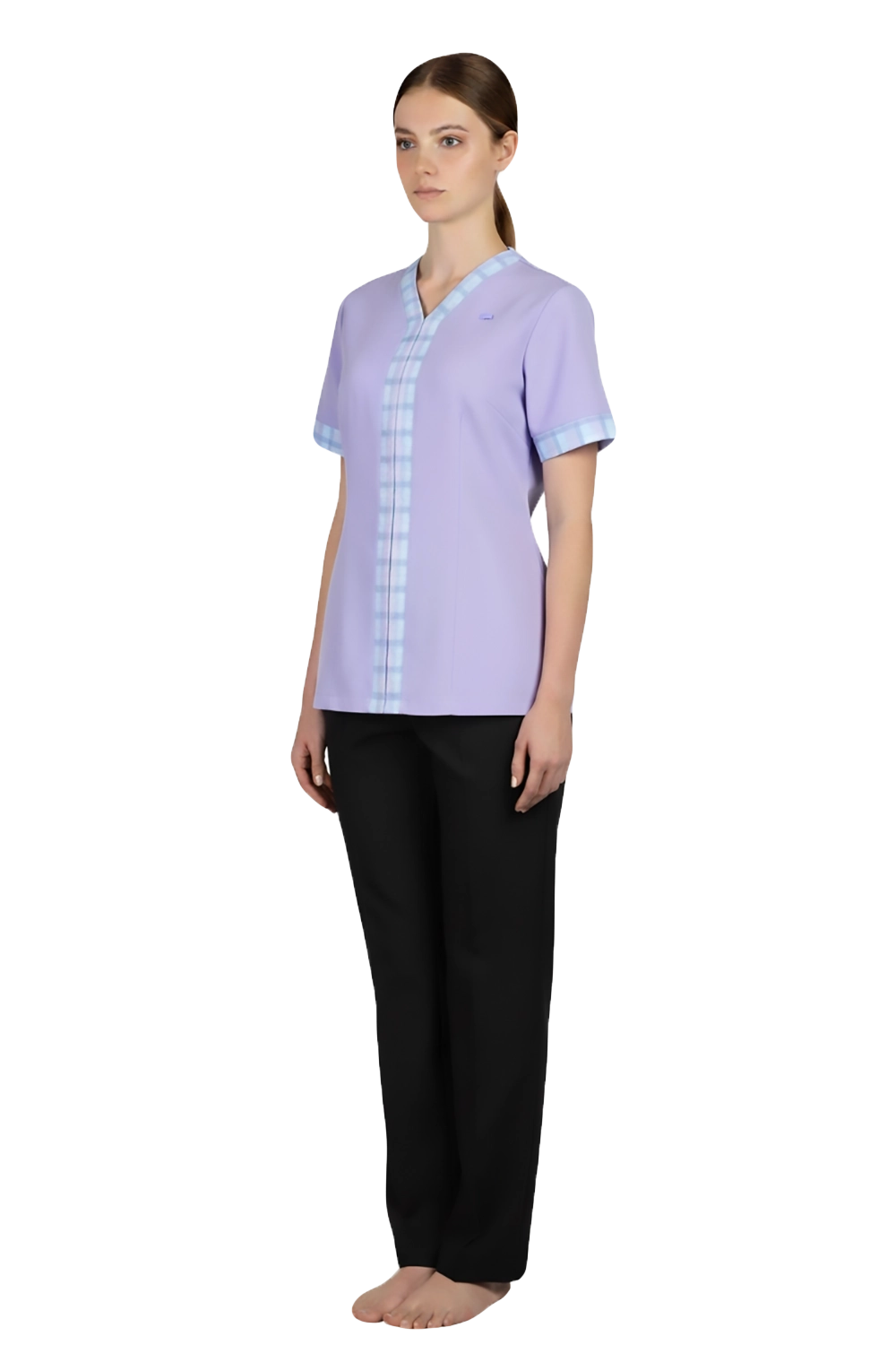 Purple Nurse Blouse with Thick Trims