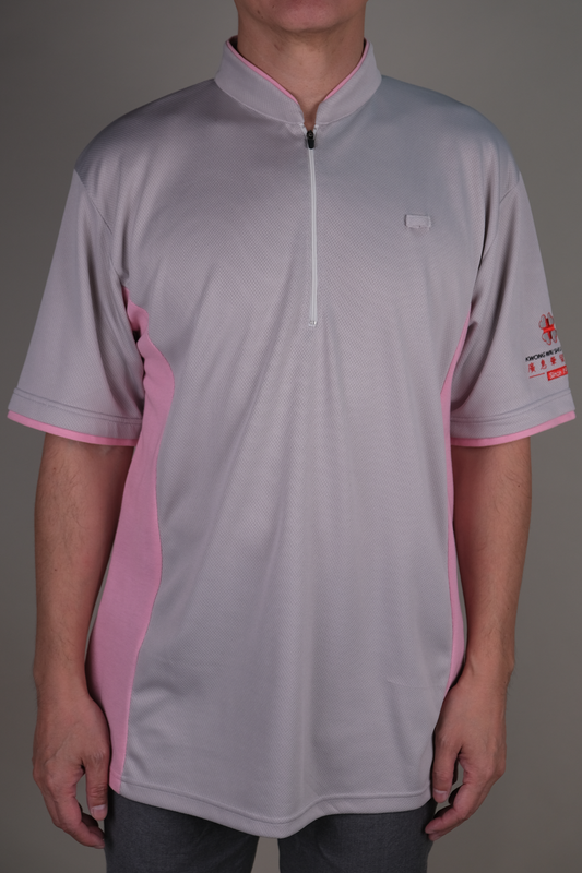 Mandarin Collar Polo Shirt with Piping