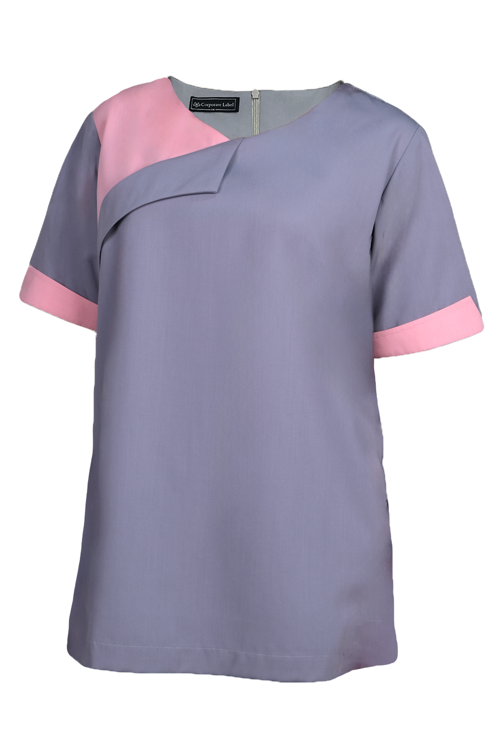 Two Tone Scrub Top with Flap
