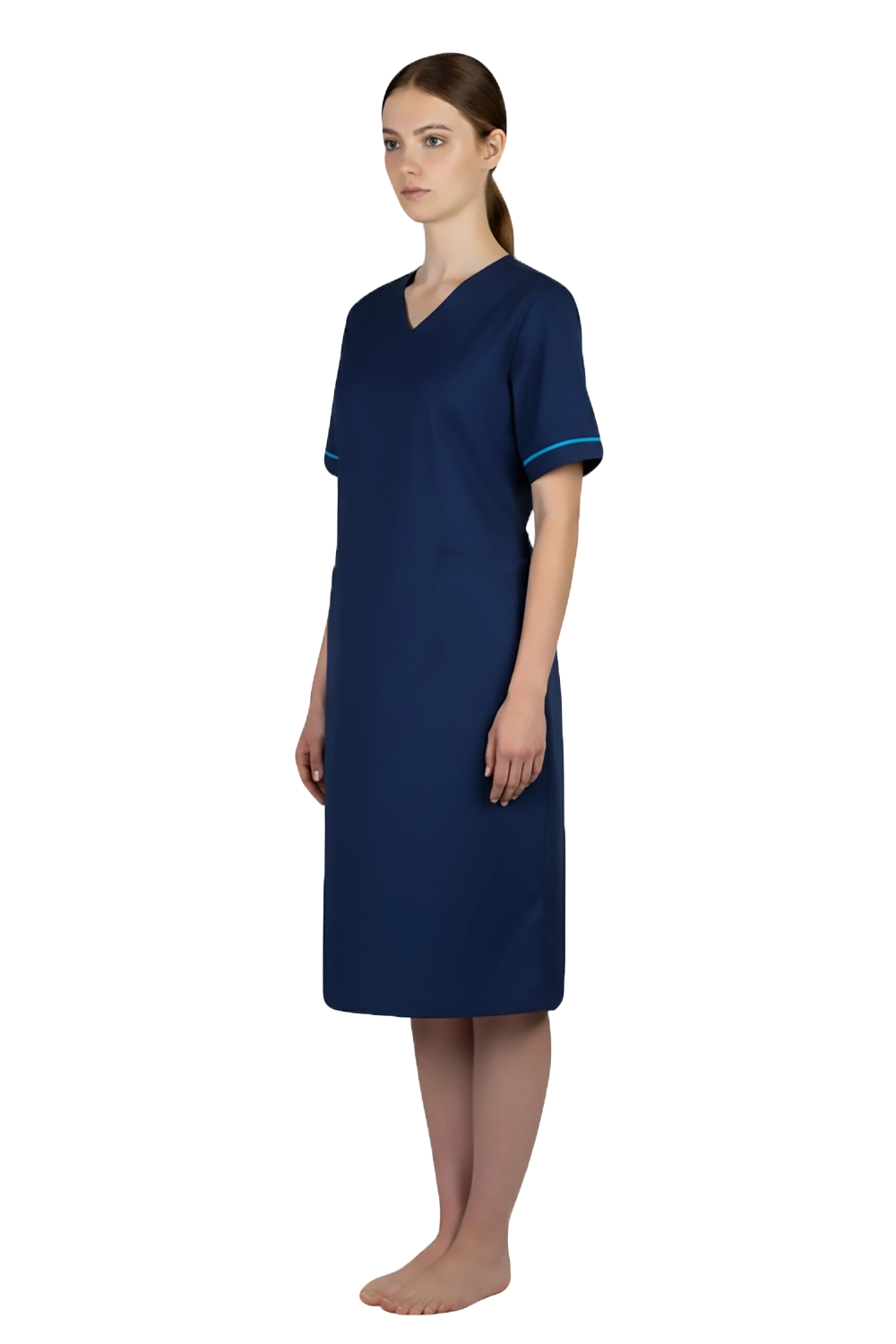 V Neck Navy Nurse Dress
