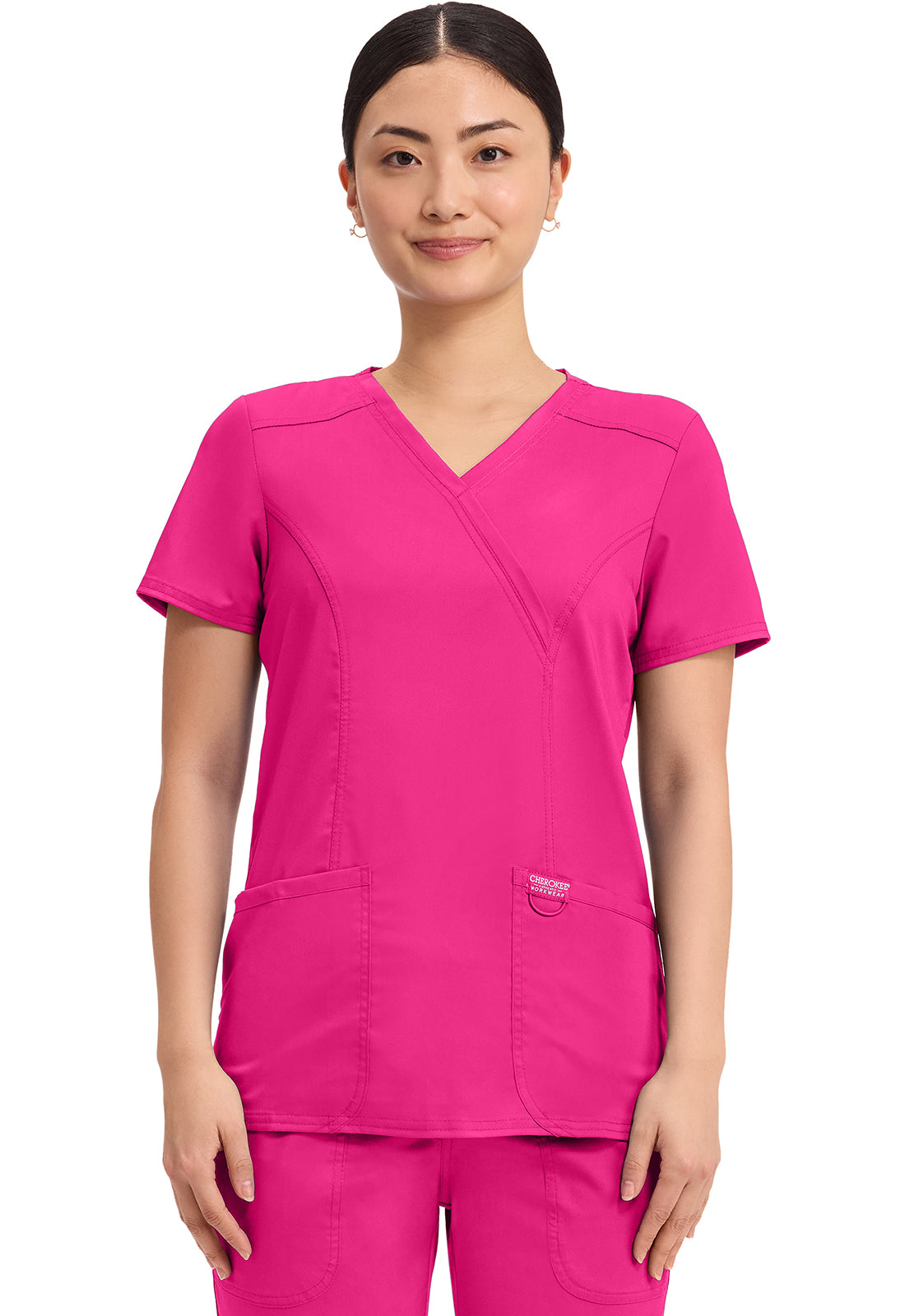 Cherokee Revolution Mock Wrap Top 3 Pockets