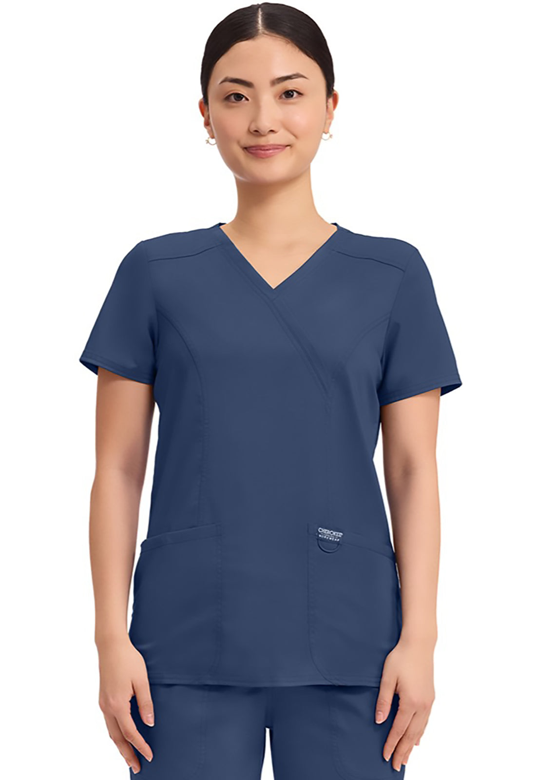 Cherokee Revolution Mock Wrap Top 3 Pockets