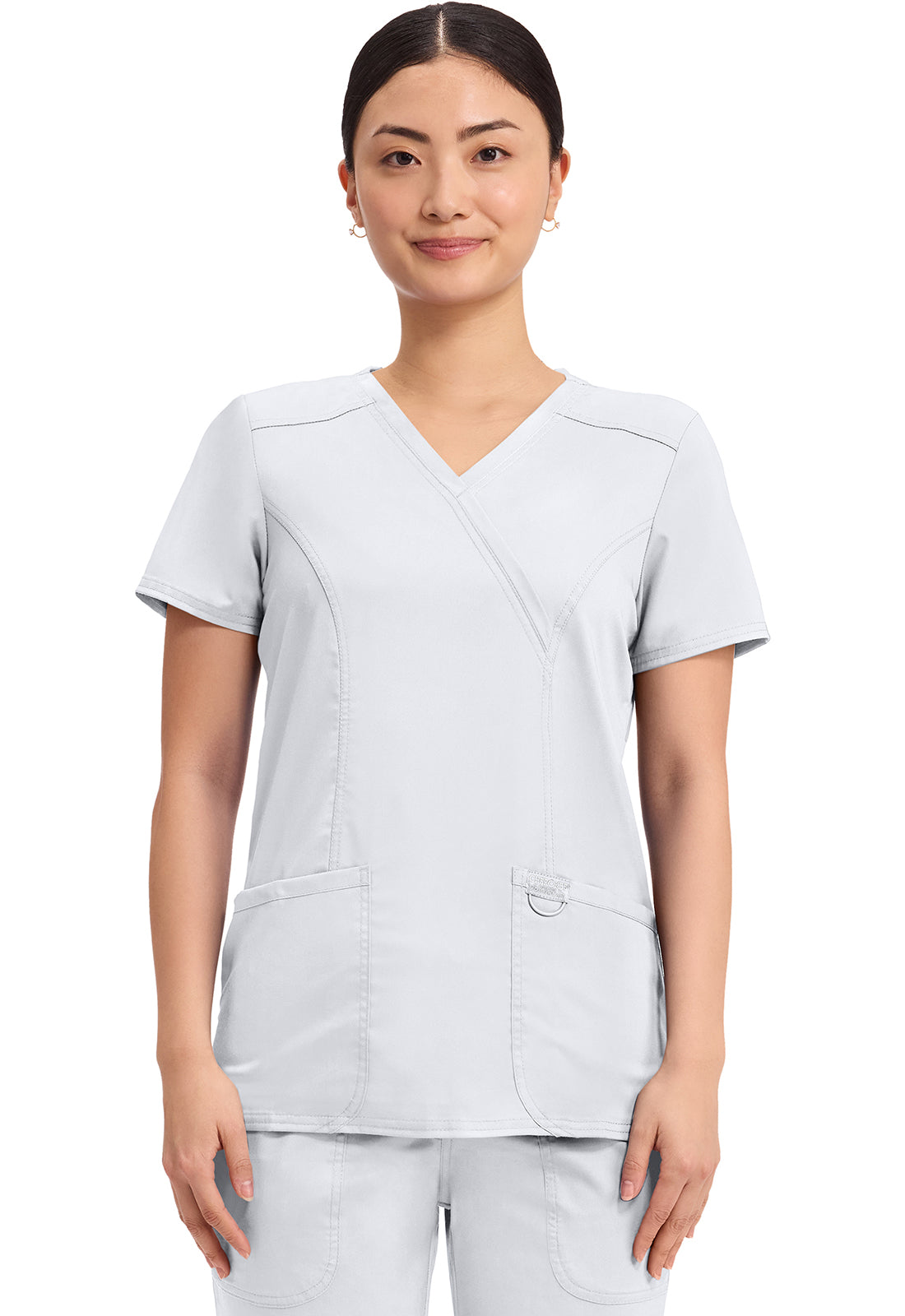 Cherokee Revolution Mock Wrap Top 3 Pockets