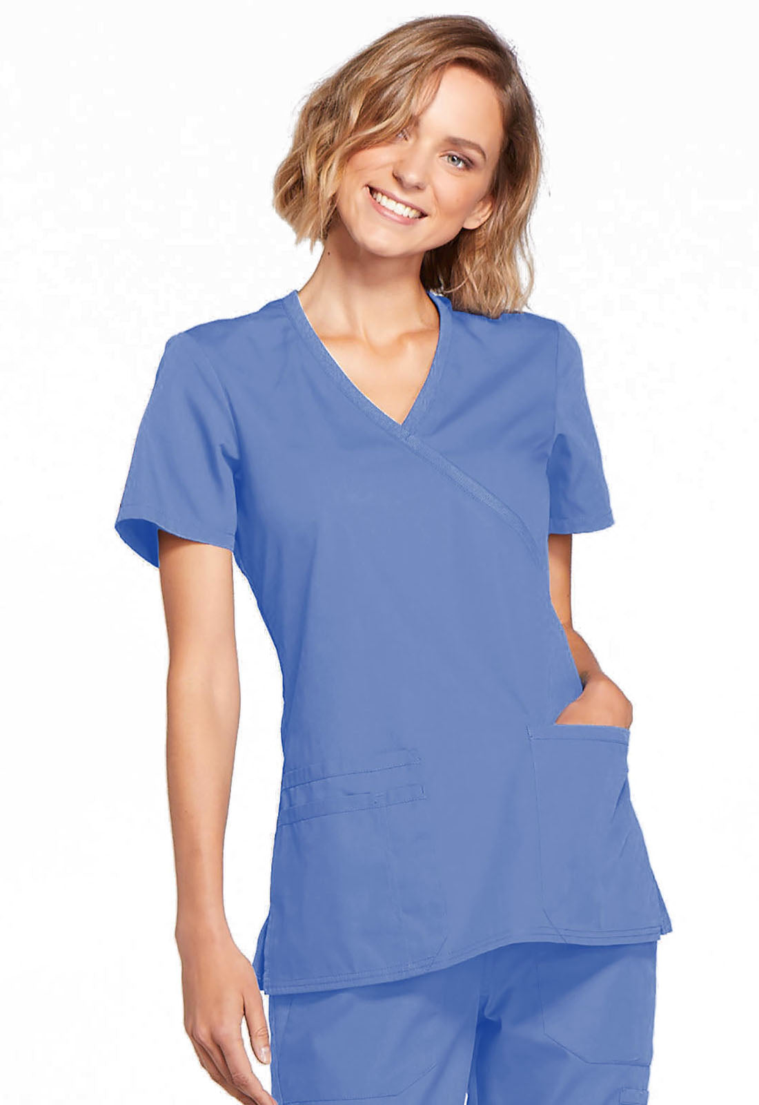 Cherokee Originals Mock Wrap Top 3 Pockets