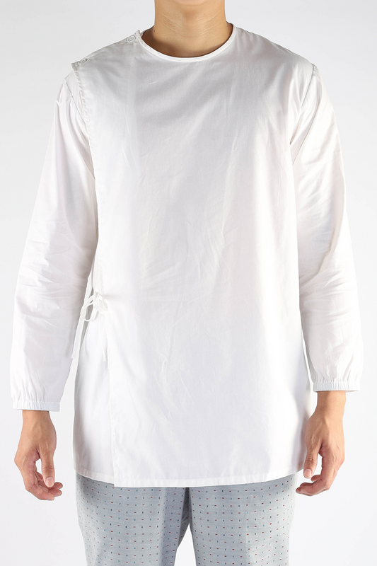 White Cotton Inpatient Adaptive Pyjama Top