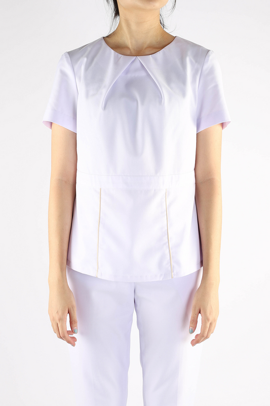 White Nurse Blouse with Gold Trims