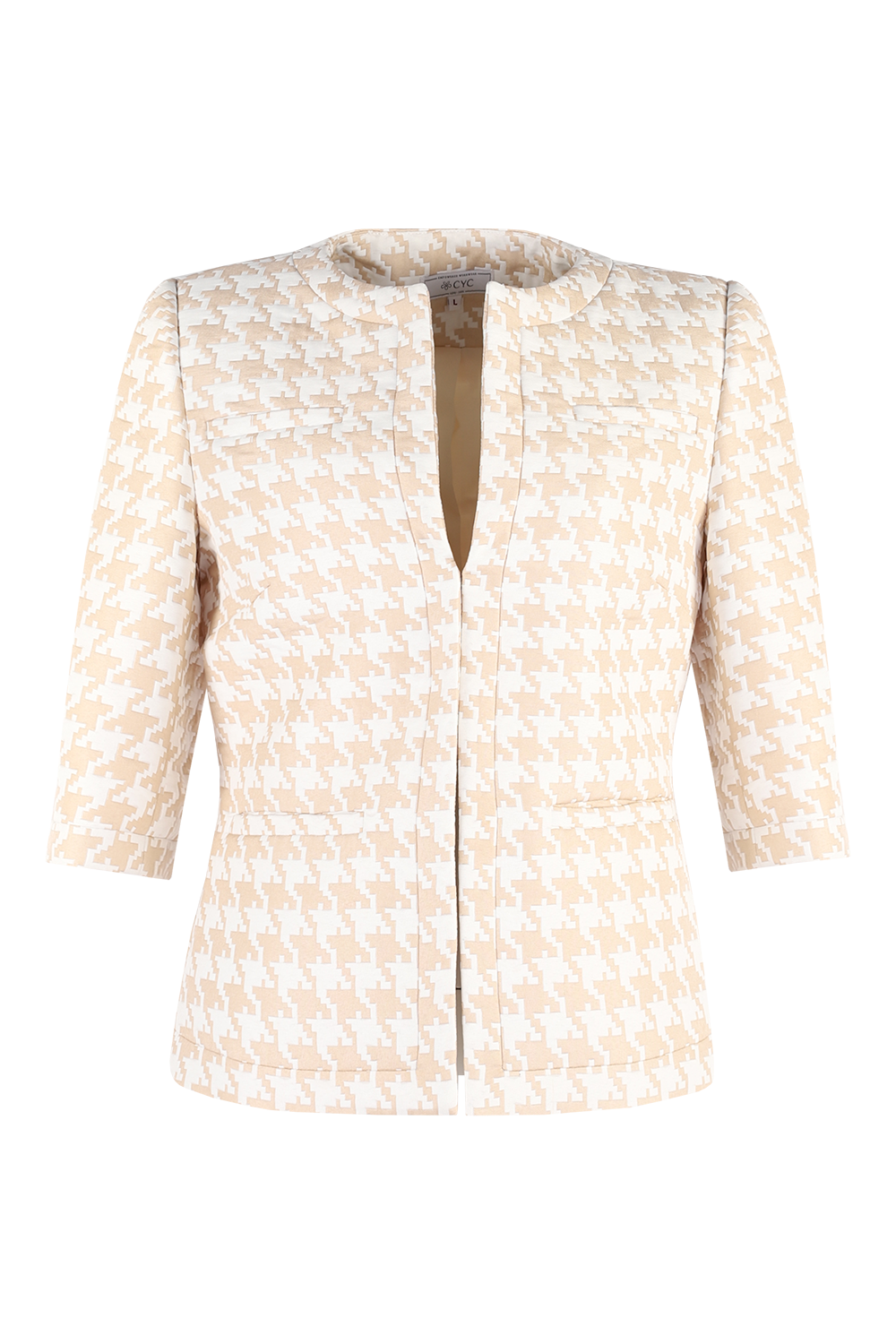 Beige Houndstooth Uniform Jacket