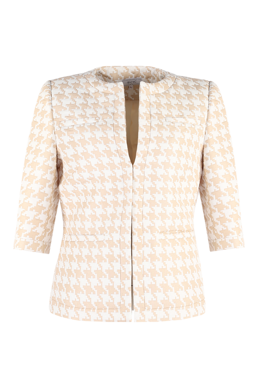 Beige Houndstooth Uniform Jacket