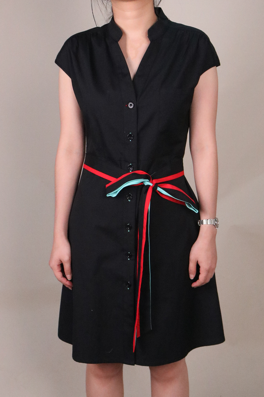 Black Corporate Dress with Ribbon