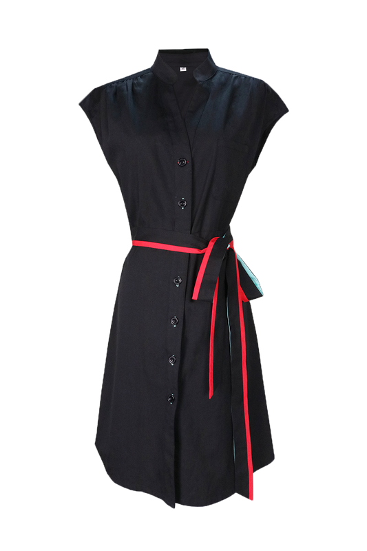 Black Corporate Dress with Ribbon
