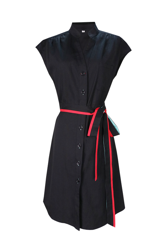 Black Corporate Dress with Ribbon