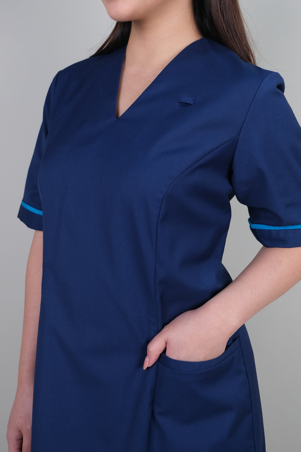 V Neck Navy Nurse Dress