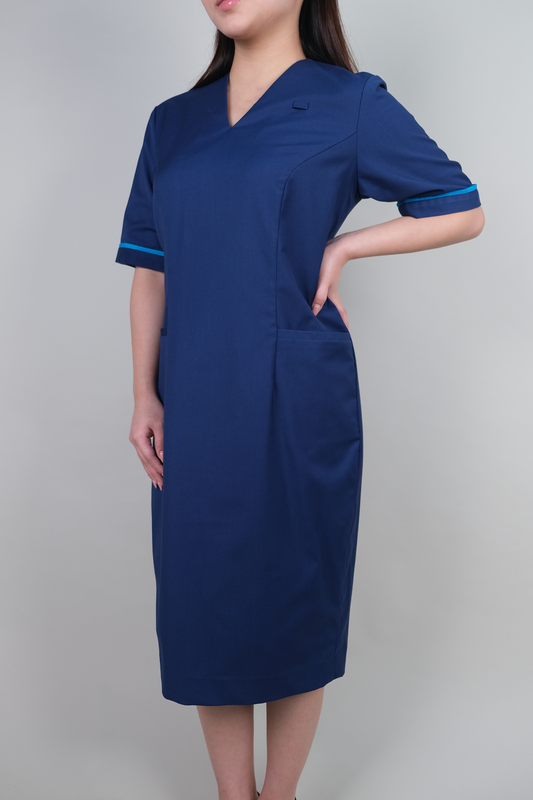 V Neck Navy Nurse Dress