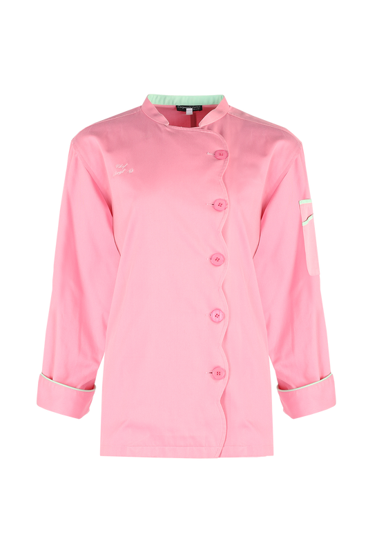 Pink Chef Jacket with Scalloped Front