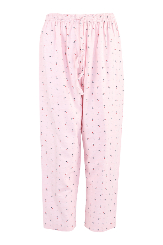 Pink Inpatient Pants with Floral Print