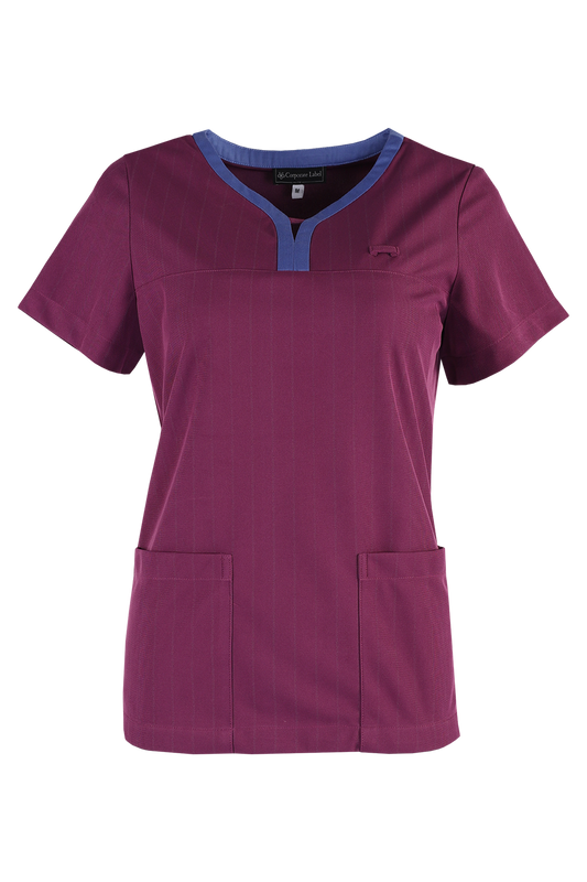 Split V-Neck Contrast Scrub