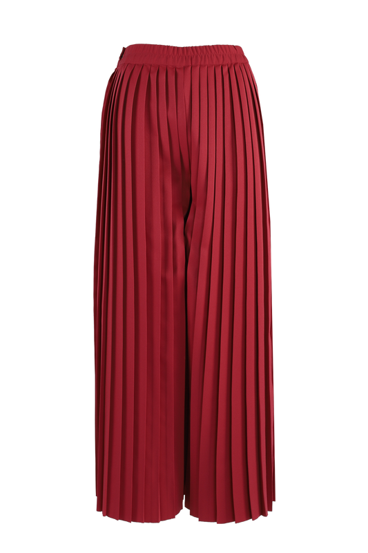 Red Pleated Palazzo Pants