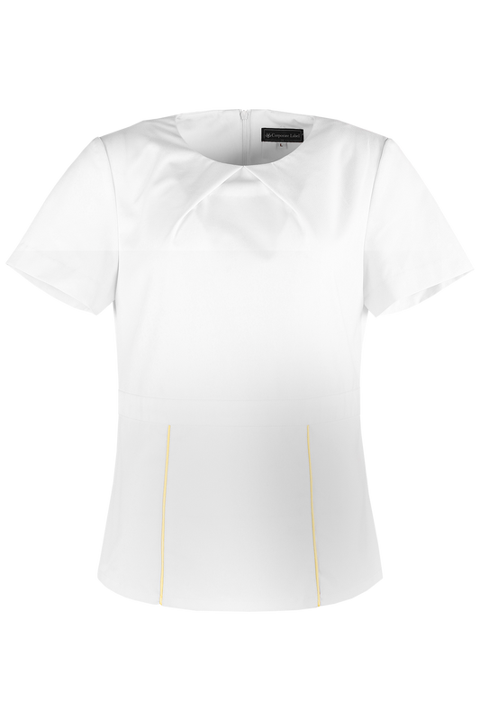 White Nurse Blouse with Gold Trims