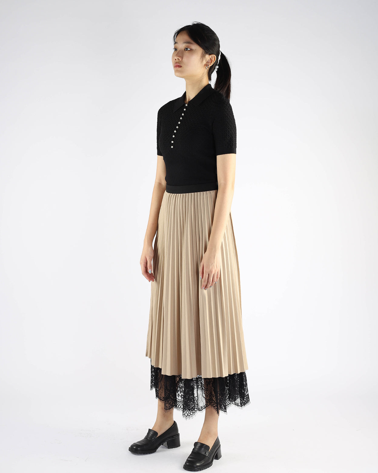 Lace Pleated Skirt Uniform