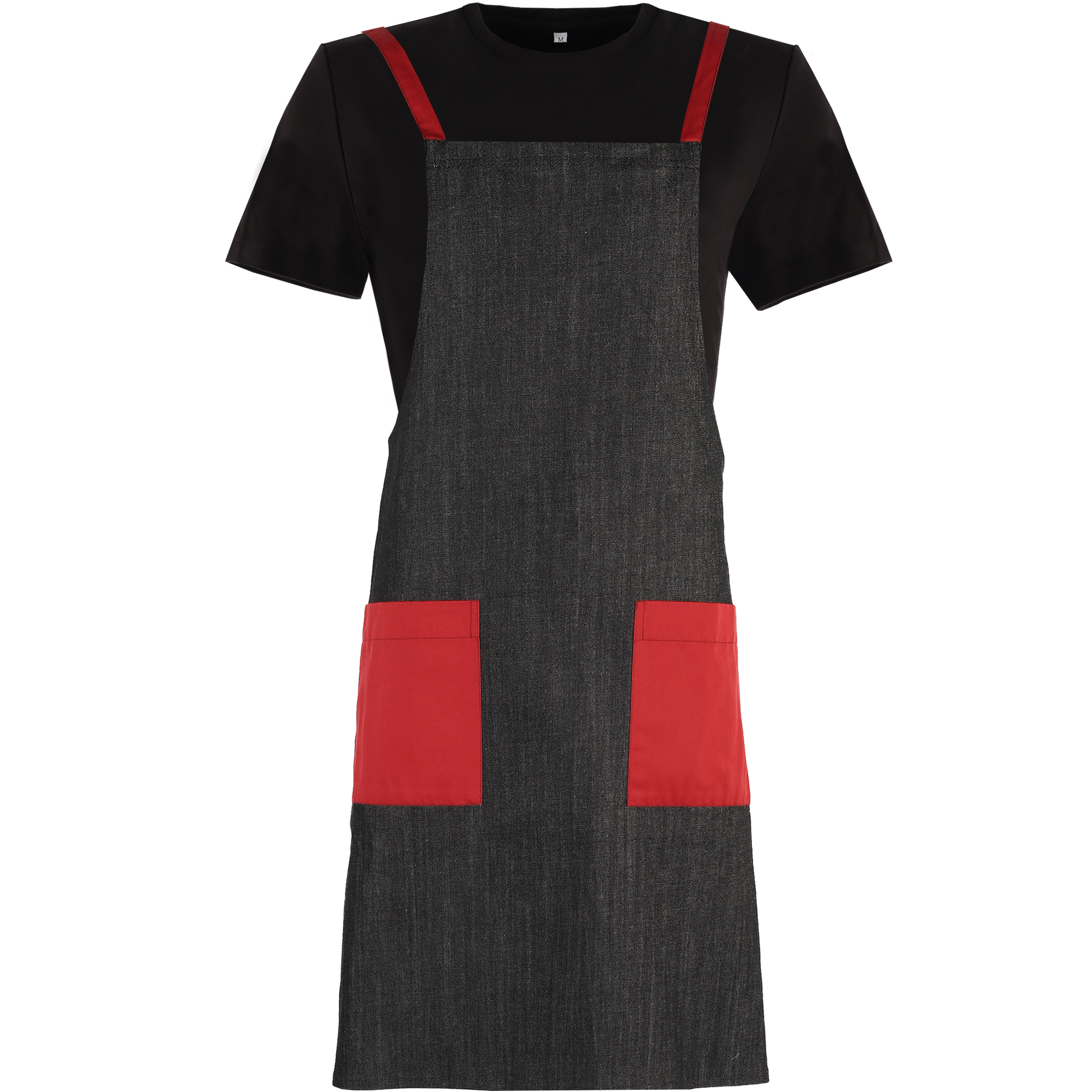 Denim Bib Apron with Red Trims | Stylish uniforms by CYC