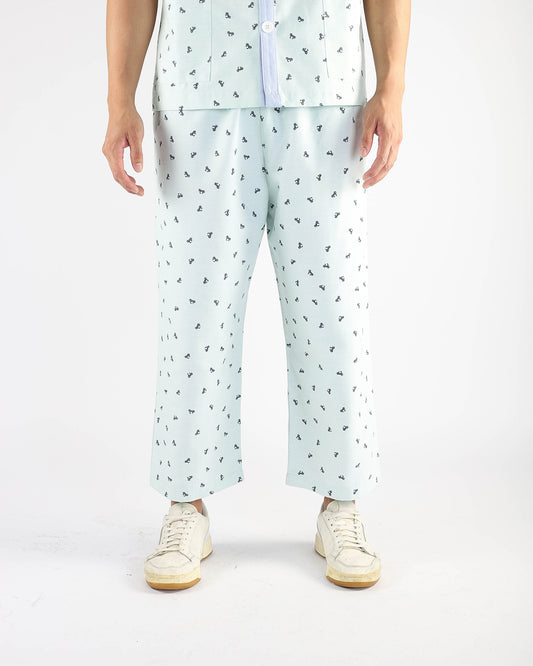 Green Inpatient Pyjama Pants with Bicycle Print