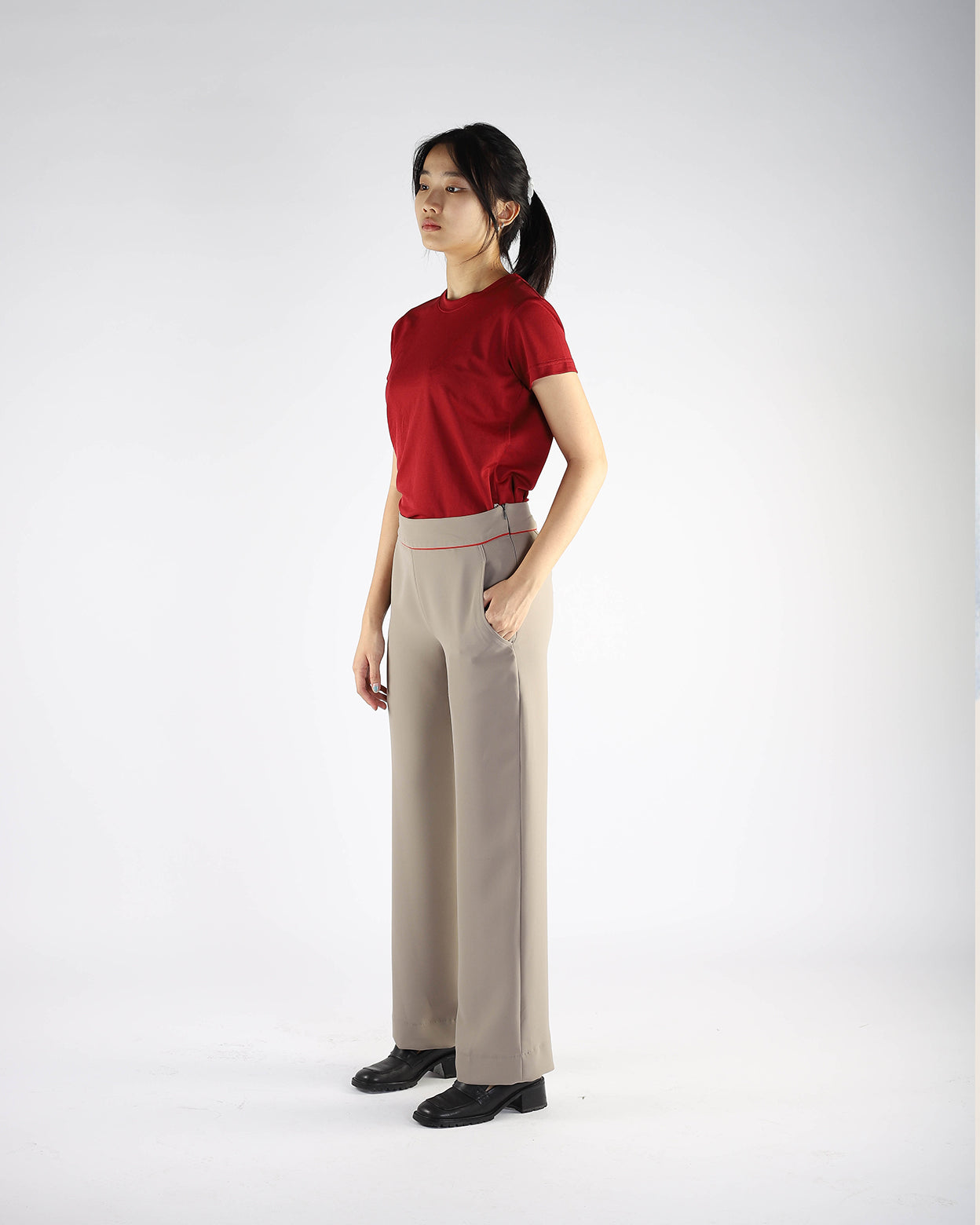 Khaki Palazzo Female Pants - Trendy Uniform Design