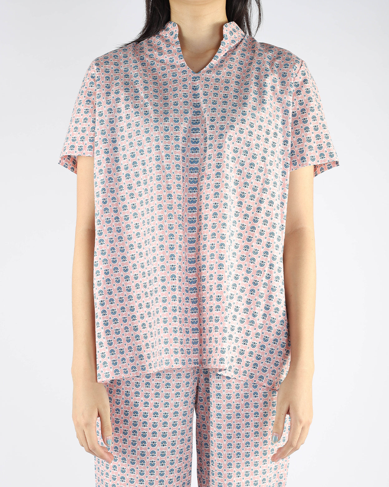 Pink Floral Inpatient Adaptive Pyjama Top