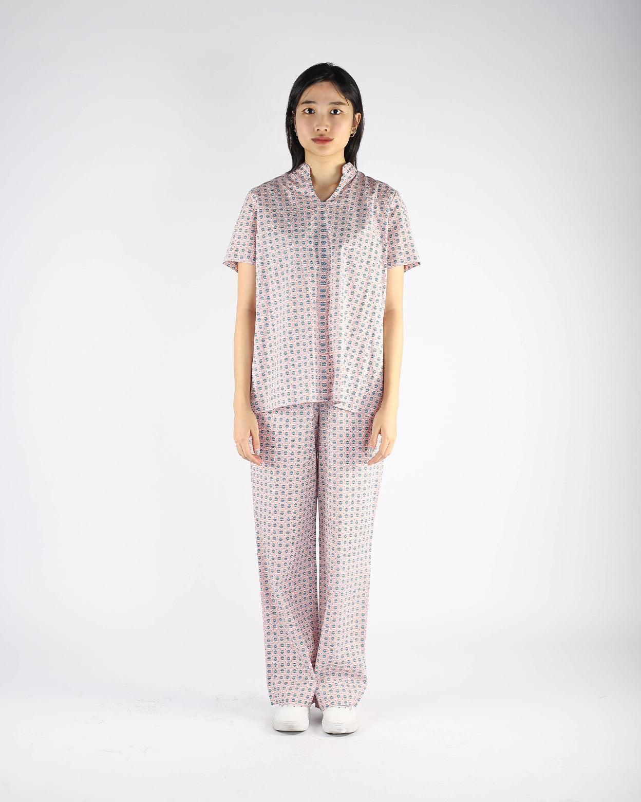 Pink and Blue Floral Inpatient Pyjama Pants - Uniforms for Healthcare