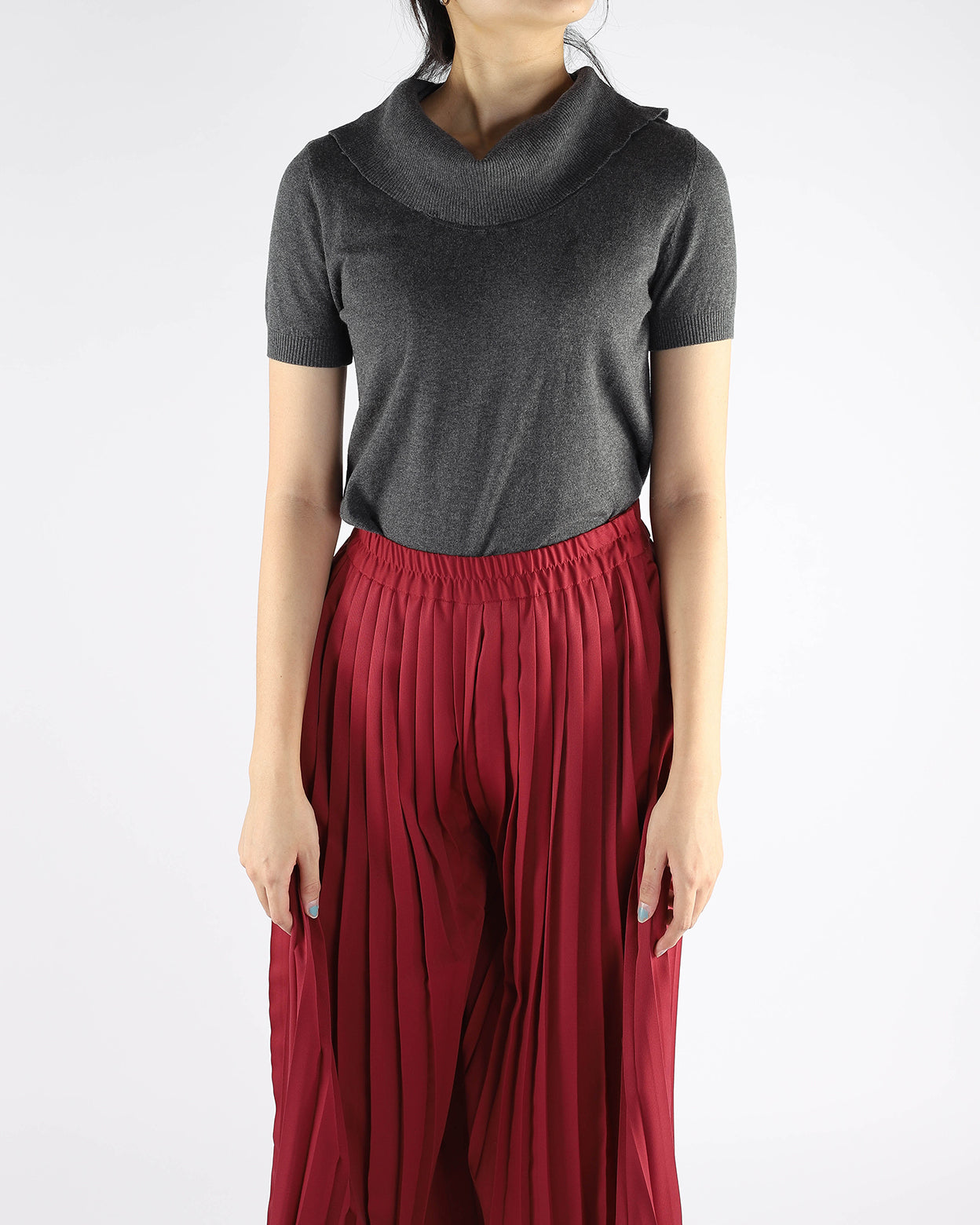 Red Pleated Palazzo Pants - Smart Casual Uniforms
