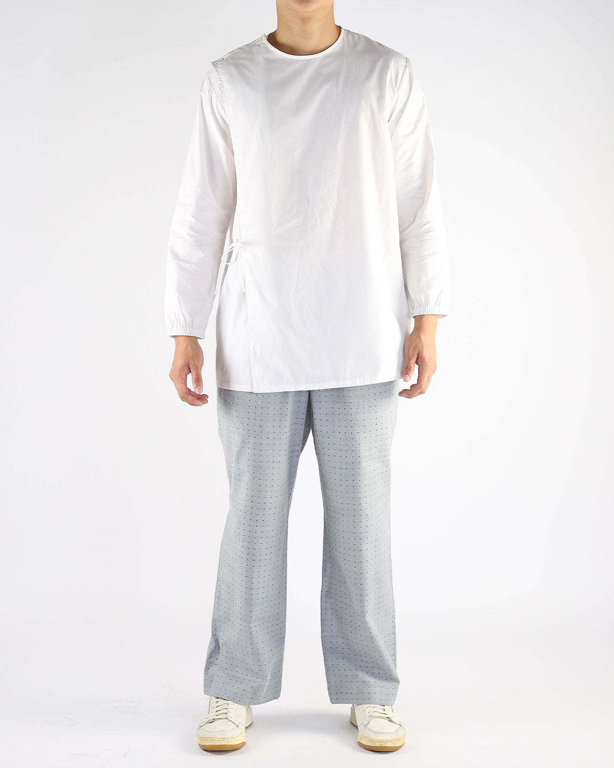White Cotton Inpatient Adaptive Pyjama Top
