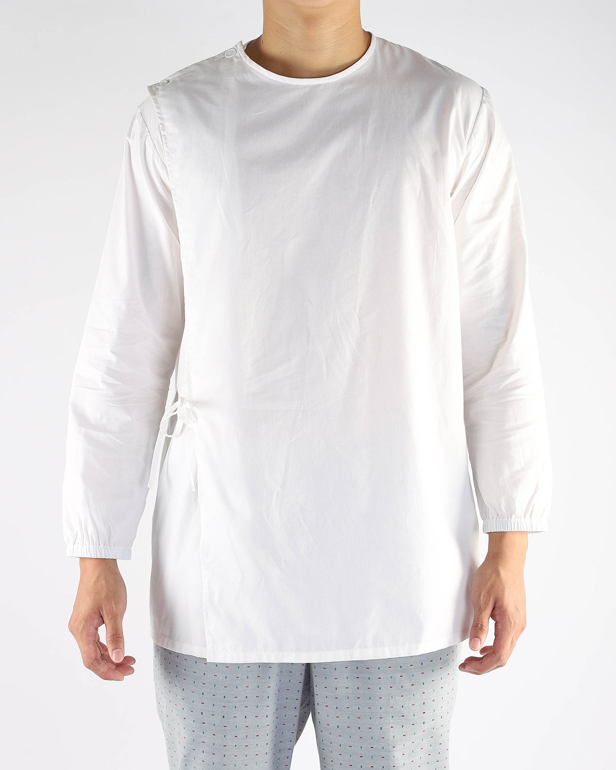 White Cotton Inpatient Adaptive Pyjama Top