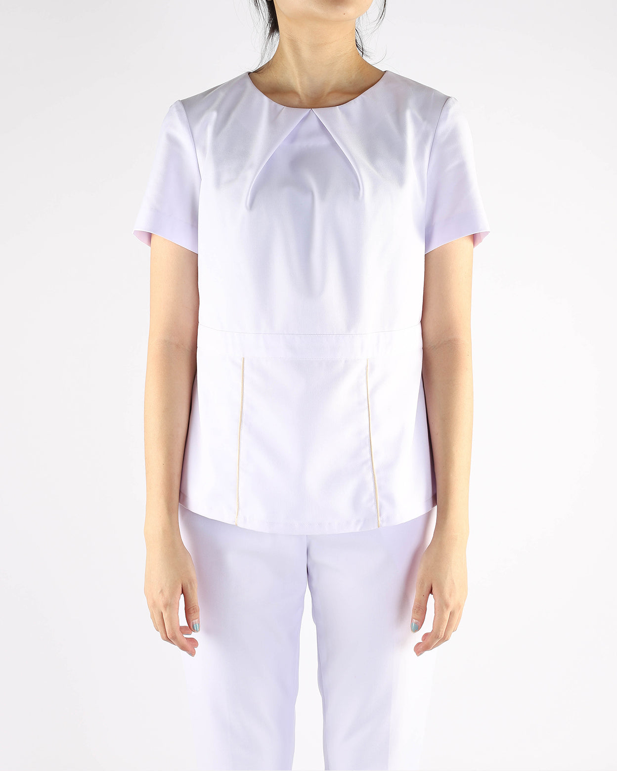 White Nurse Blouse with Gold Trims