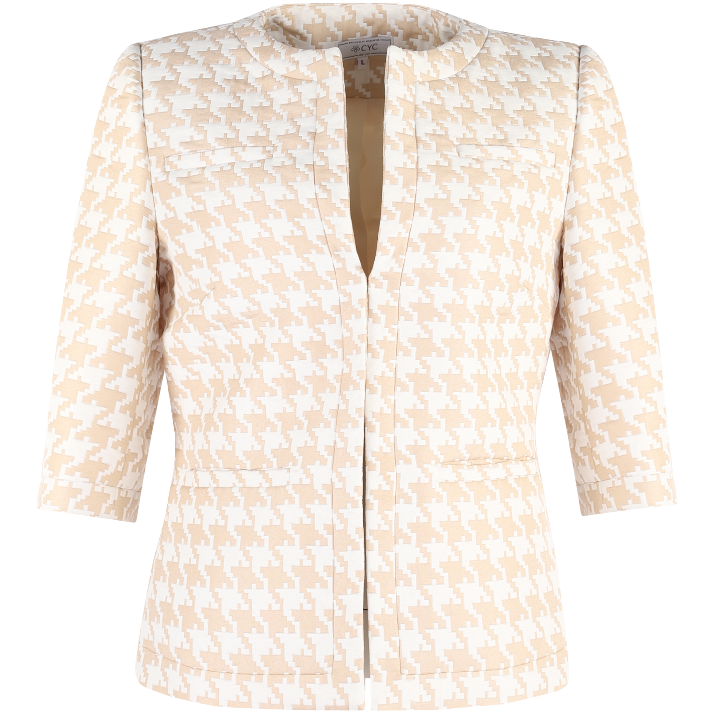 Beige Houndstooth Jacket for Female Frontline Associate — Uniforms by CYC Corporate Label