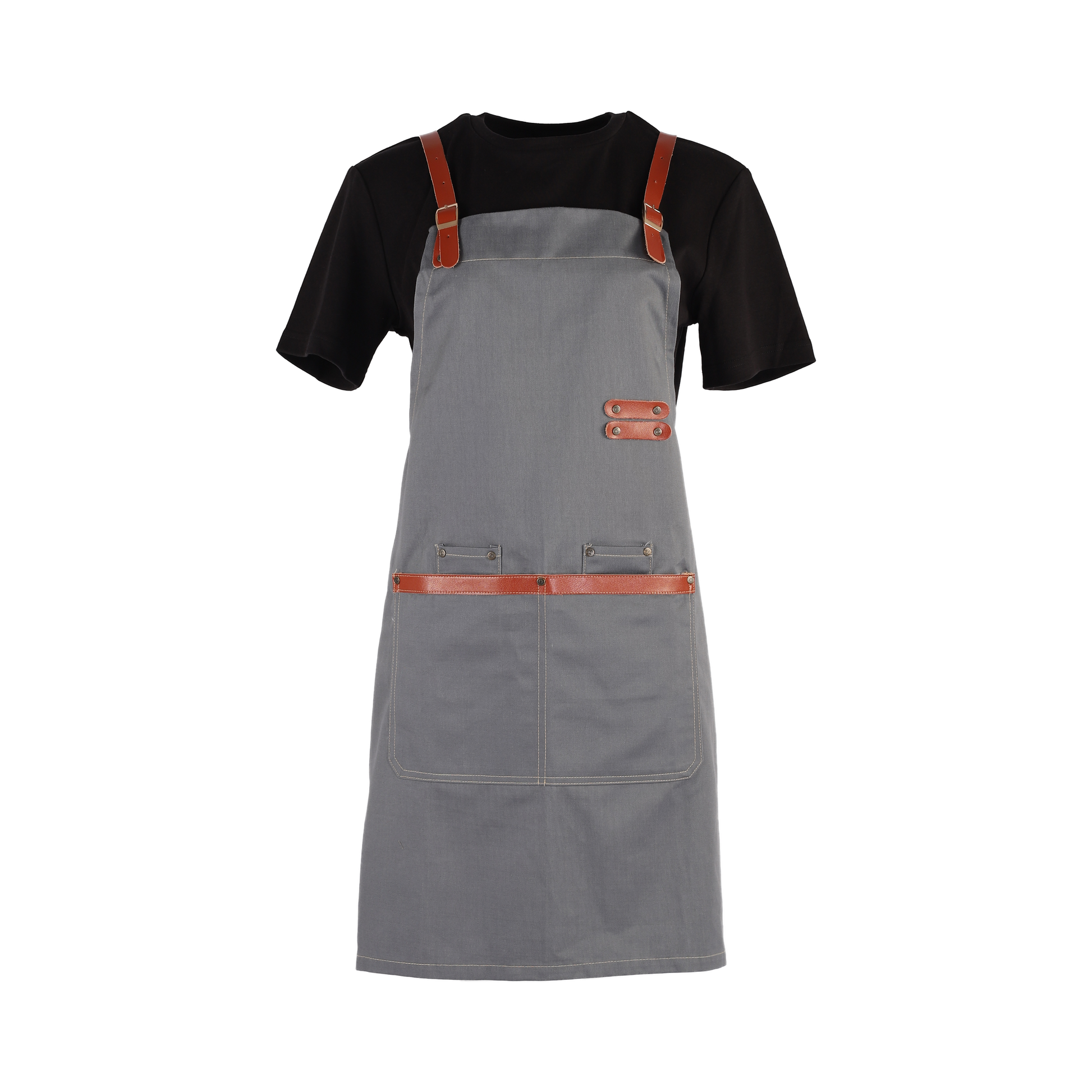 Grey Bib Apron with Trims | Stylish uniforms for your front-line staff