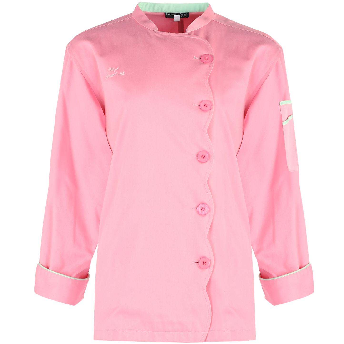 Pink Chef Jacket with Scallop Front, Uniforms by CYC
